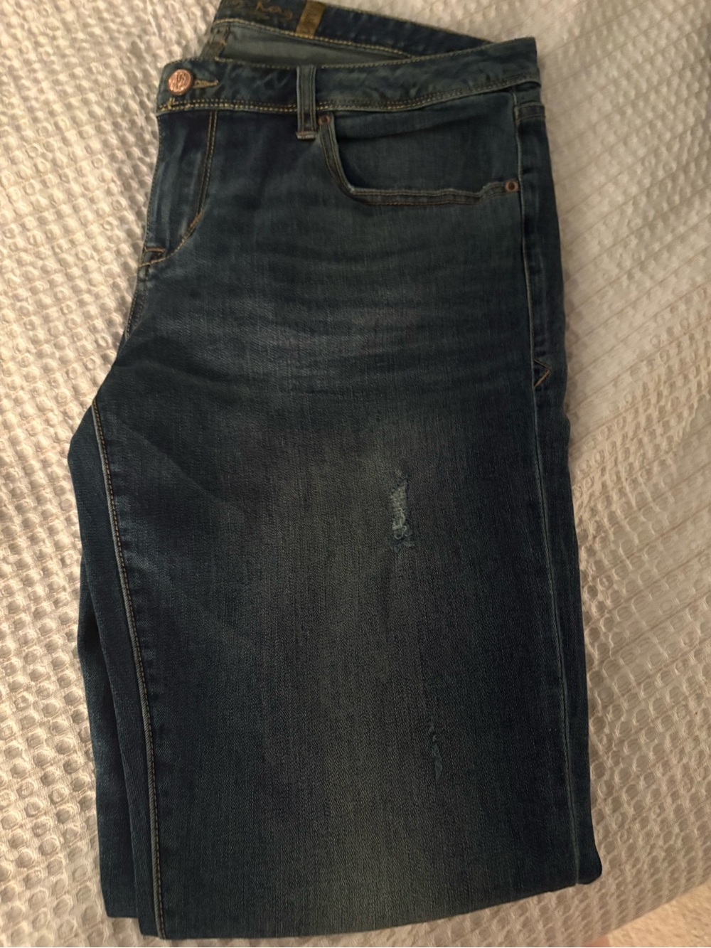 American Rag Blue Denim Curvy Skinny Jeans with Contrast Stitching